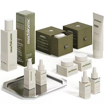 Modern Decorative Ornament Set With Glass Bottles Paper Boxes And Metal Tray 3d model