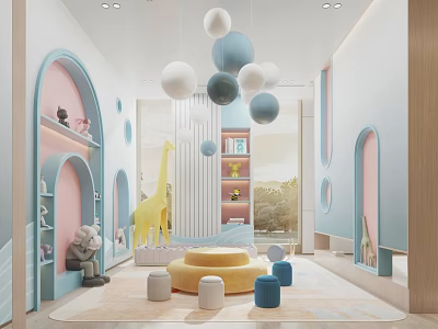 Cheerful Children's Play Area With Pastel Tones And Playful Decor 3d model
