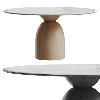 Modern Dining Table Dining Table Round Table Wood Rock Slab 3d model