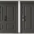 Dark Gray Modern Security Doors With Traditional Handle And Smart Lock Keypad 3d model