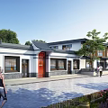 Traditional Chinese Storefront Facade Featuring White Walls Black Tiled Roofs Red Doors And Classic Elements