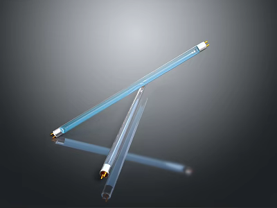 Blue Transparent Glass Light Tubes With Metal Connectors For Household Lighting 3d model