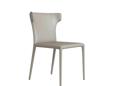Modern Light Gray Leather Leisure Chair With Slim Metal Legs And Contoured Back 3d model