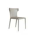 Modern Light Gray Leather Leisure Chair With Slim Metal Legs And Contoured Back