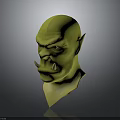 Detailed Green Fantasy Orc Creature Tusked Head 3D Character Model Render