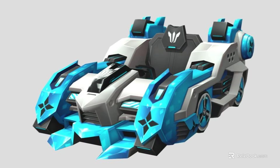 Futuristic Blue And White Racing Car With Sleek Aerodynamic Body And Stylish Wheels 3d model 