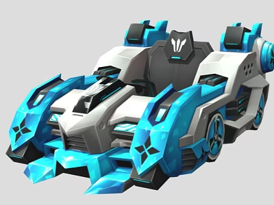 Futuristic Blue And White Racing Car With Sleek Aerodynamic Body And Stylish Wheels 3d model