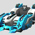 Futuristic Blue And White Racing Car With Sleek Aerodynamic Body And Stylish Wheels