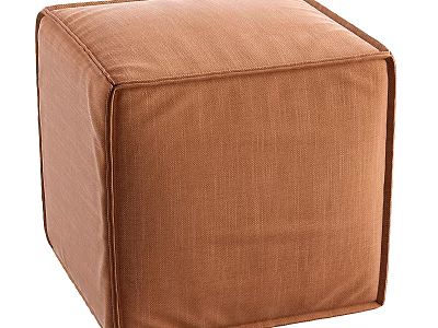 Stylish Brown Fabric Square Ottoman For Living Room Decor 3d model