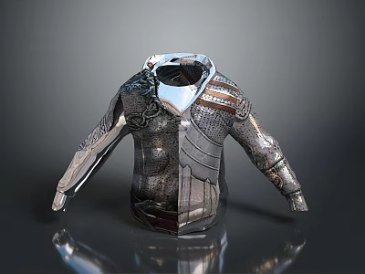 Stylish Metallic Decorative Top With Structured Sleeves And Ornate Details 3d model