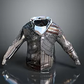 Stylish Metallic Decorative Top With Structured Sleeves And Ornate Details
