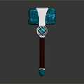 Ornate Hammer With Turquoise Head Silver Connector And Brown Wooden Handle Decorative Design