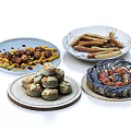 Assorted Delicious Food Plates Including Fried Snacks Dim Sum And Seafood