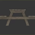 Sturdy Outdoor Wooden Picnic Table With Slatted Top And Attached Benches