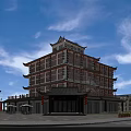 Traditional Chinese Commercial Street Building With Multi Story Structure And Classic Roof Design