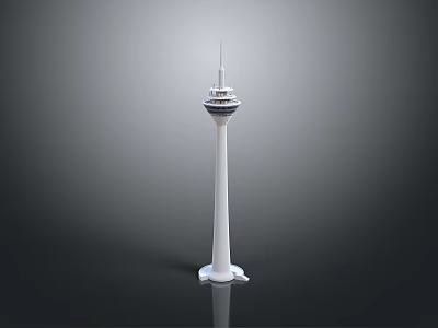 White Decorative Tower Model With Spire And Circular Structure For Home Decoration 3d model