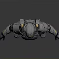 Futuristic Armored Character In Silver Metallic Armor With Golden Helmet Standing Pose