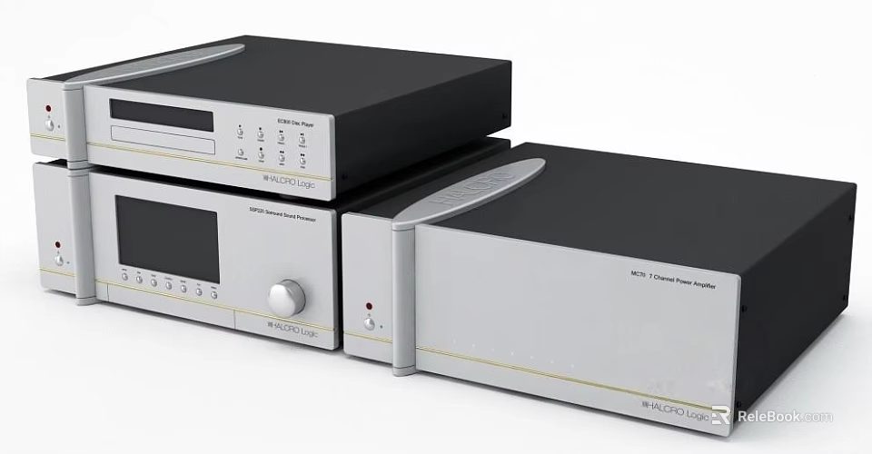 Sleek Modern Hi-Fi Audio Equipment With Stackable Amplifier And Control Panel Buttons 3d model