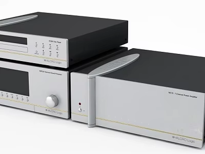 Sleek Modern Hi-Fi Audio Equipment With Stackable Amplifier And Control Panel Buttons 3d model