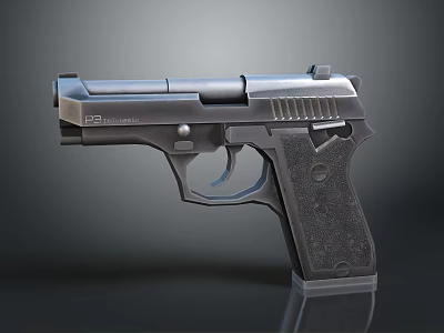 Modern Black Tactical Pistol With Metal Frame And Textured Grip Design 3d model