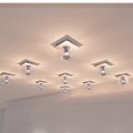 Multiple Square Frame Ceiling Lights With Transparent Shades Installed On Ceiling 3d model