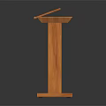 Wooden Lectern With Cylindrical Stand Square Base And Polished Inclined Top