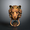 Decorative Lion Head Door Knocker With Brass Finish And Intricate Details