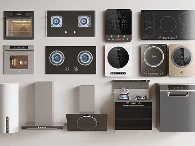 Essential Kitchen Appliances With Ovens Gas Stoves Induction Cooktops Range Hoods Dishwashers For Modern Kitchens 3d model