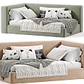 Modern Upholstered Children's Bed With Soft Pillows Blankets And Multiple Color Options