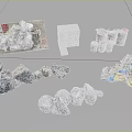 Construction Components Including Bricks Garbage Bags And Trash Bins Assortment 3d model