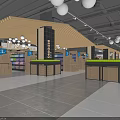 Modern Supermarket Department Store Interior With Spacious Shelves And Various Products