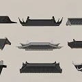Different Styles Of Traditional Chinese Architectural Components Displayed On Wall