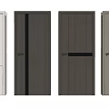 Modern Interior Hinged Doors With Various Wood Grain And Metal Designs