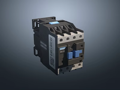 Industrial Electrical Contactor With Black Housing Blue Buttons And Technical Labels 3d model