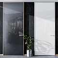 Modern Hinged Doors With Various Glass Styles And Indoor Plants
