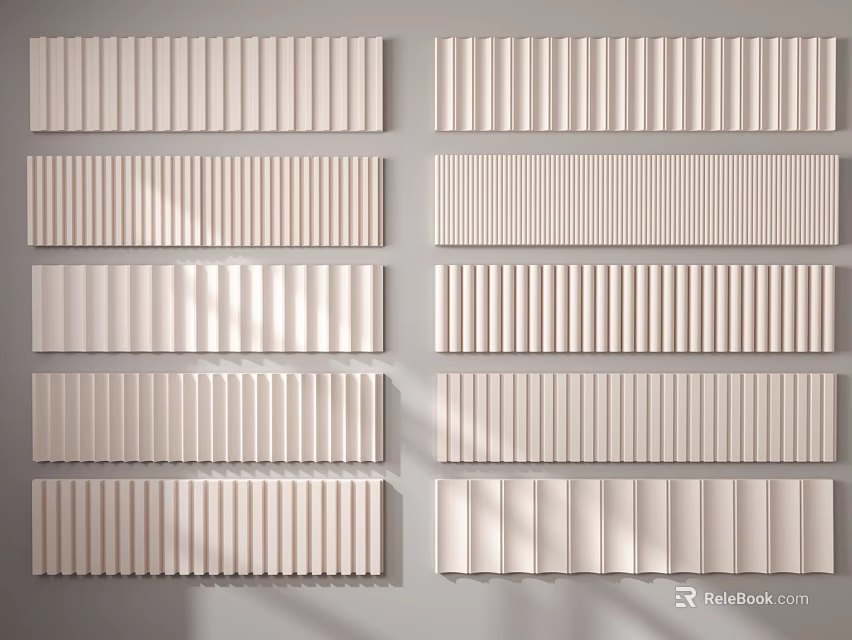 Various Textured Wall Panel Designs in Modern Styles for Home Interior Decor 3d model 