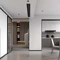 Modern Living and Dining Room Interior With TV Wall Green Plants And Open Space