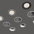 Various Sizes And Colors Recessed Lights Display On Gray Background Scattered Arrangement