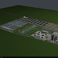 Aerial View Master Planning With Green Spaces Building Clusters And Road Networks
