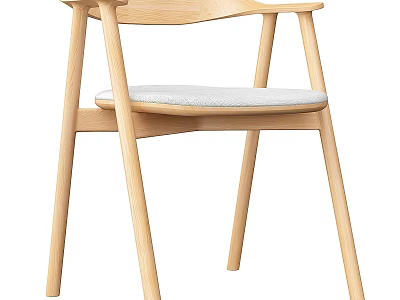 Modern Elegant Wooden Arm Stool With Soft Padded Seat And Minimalist Design 3d model