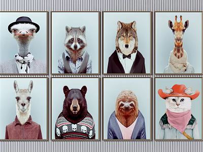 Modern Animal Painting Animal Decoration Hanging Painting 3d model