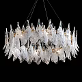 Elegant Crystal Chandelier With Multiple Tiers Gold Accents And Leaf Shaped Transparent Crystals