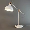 White Modern Table Lamp With Adjustable Arm And Gold Accents Illuminated 3d model