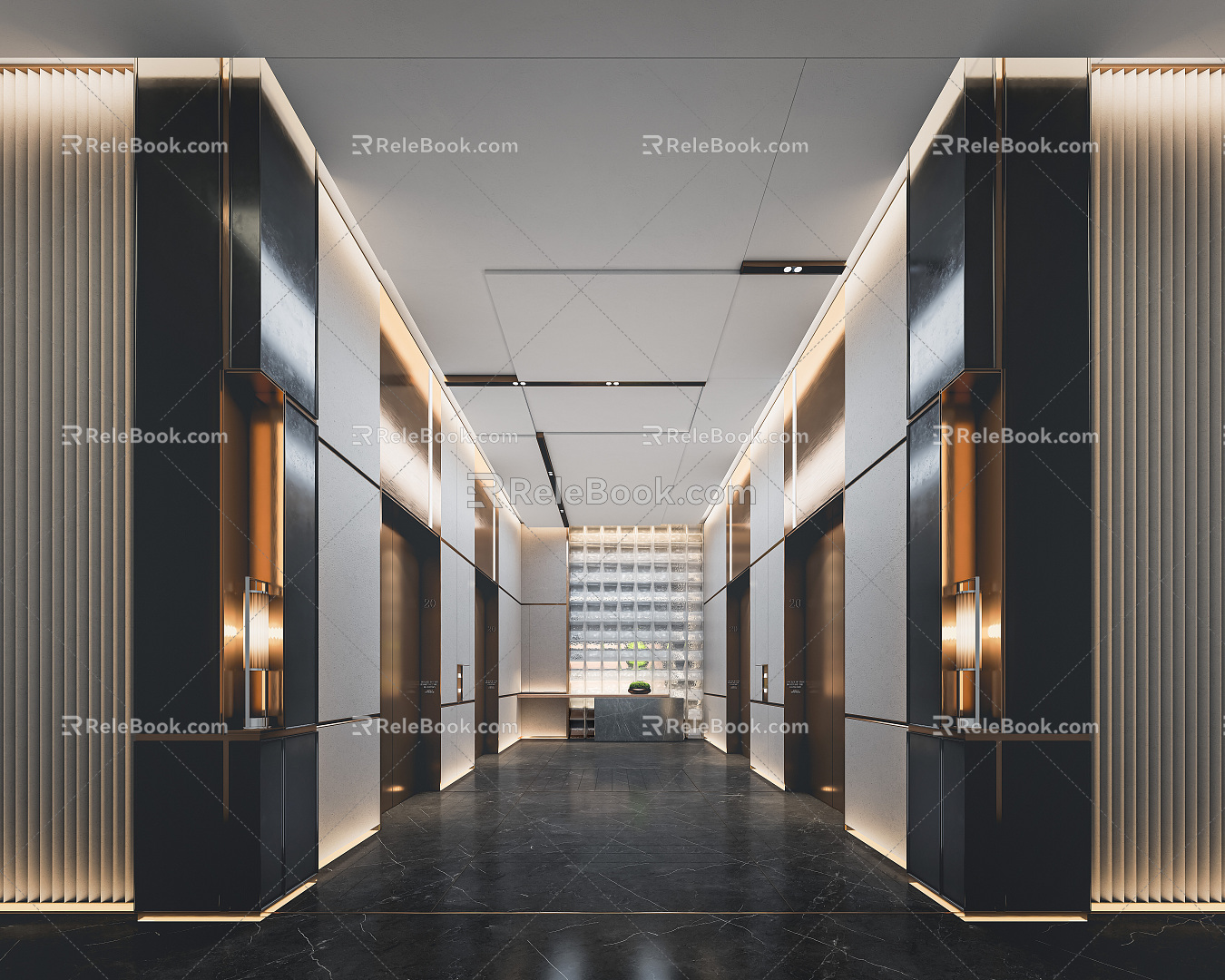 Light Luxury Elevator Hall Luxury Elevator Room 3d model