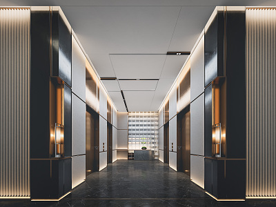 Light Luxury Elevator Hall Luxury Elevator Room 3d model