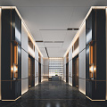 Light Luxury Elevator Hall Luxury Elevator Room 3d model