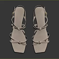 Pink Flat Sandals with Crisscross Straps Bow Decorations and Square Toe 3d model