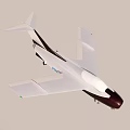 White and Dark Brown Passenger Plane With Blue Circular Logo Flying In Sky With Clouds