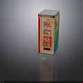 Vintage Payphone Booth Structure With Glass Door Red Green Panels And PAY PHONE Sign