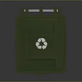 Green Wheeled Recycling Bin With Recycling Symbol For Outdoor Waste Management